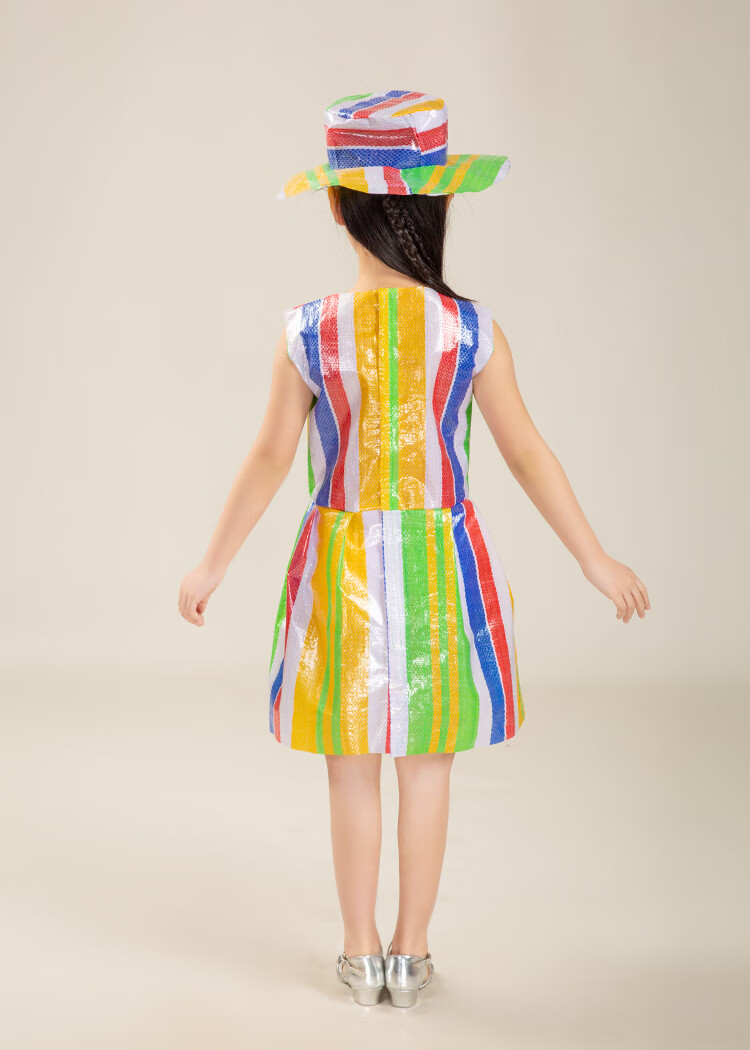 汉泉儿童环保时装秀衣服幼儿园手工diy演出服男女孩走秀表演服亲子