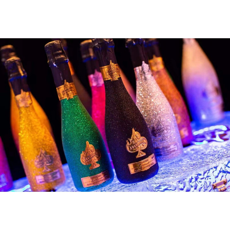 网红黑桃a神龙套冰封土豪金钻石喷砂a香槟起泡酒750ml夜店同款酒吧ktv