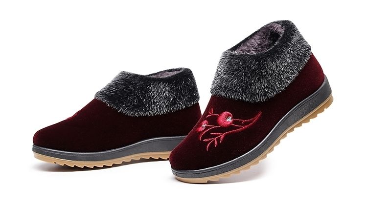 奶奶鞋冬季老北京加绒防滑保暖老人棉鞋老太太鞋老年人软底妈妈鞋黑色
