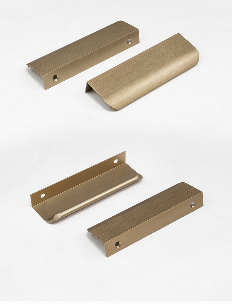 新款威法金拉丝古铜金隐形拉手柜门把手防撞金色拉手橱柜衣柜门缝拉手