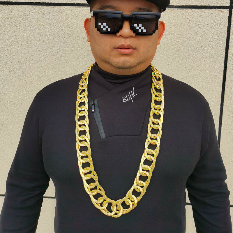 金链子道具男粗假金土豪仿真假黄金塑料项链超大直播装饰品 大码墨镜