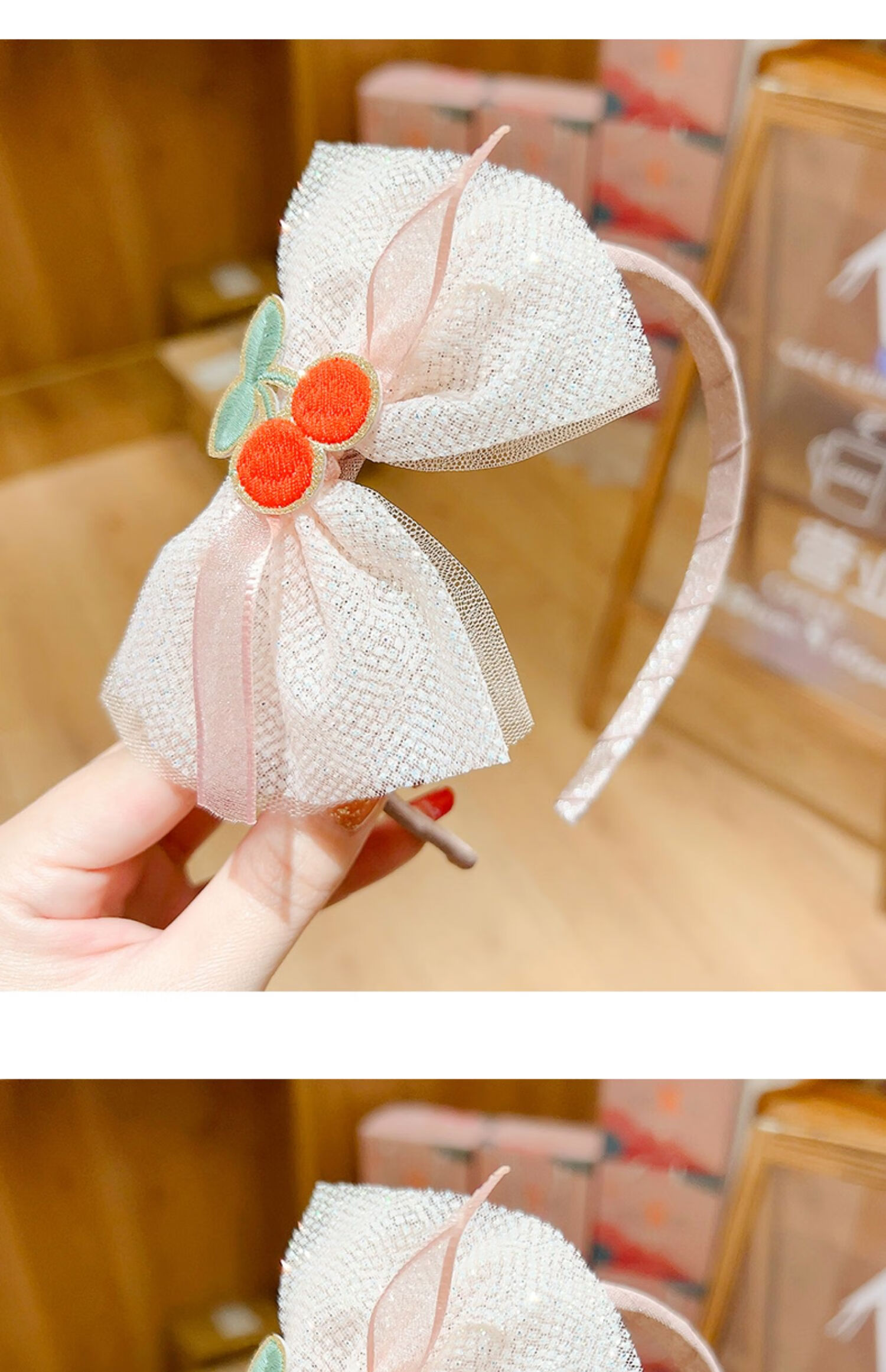 儿童可爱樱桃蝴蝶结发箍韩版头饰韩国女童小女孩甜美网红头箍樱桃发箍