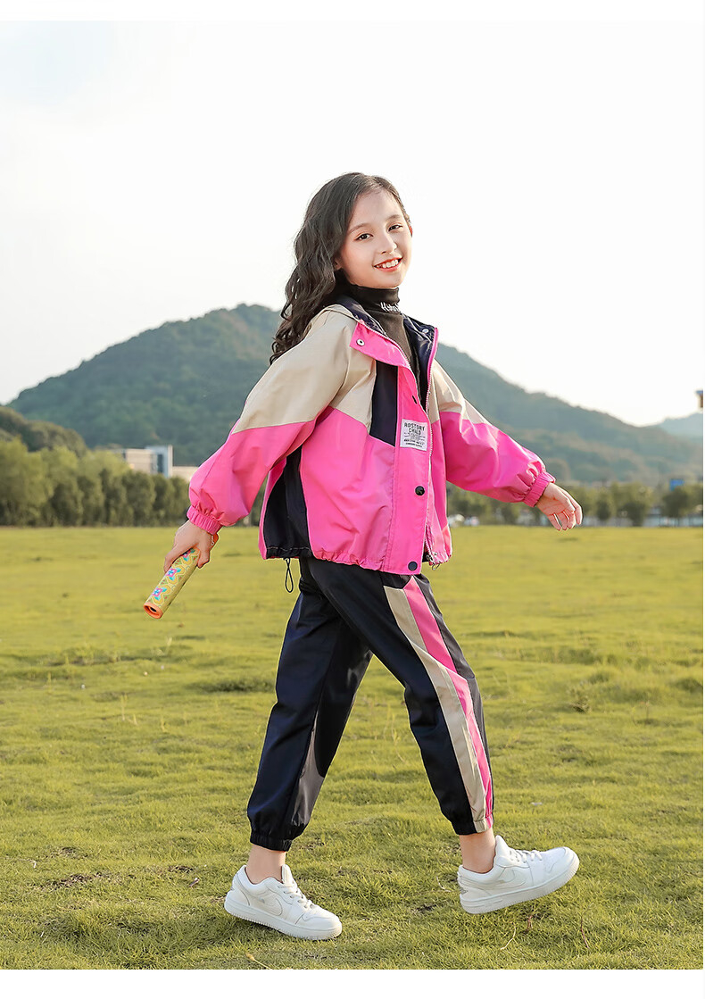 丹莎柔 女童套装秋装2022新款儿童运动服开衫三件套女孩衣服9一12岁