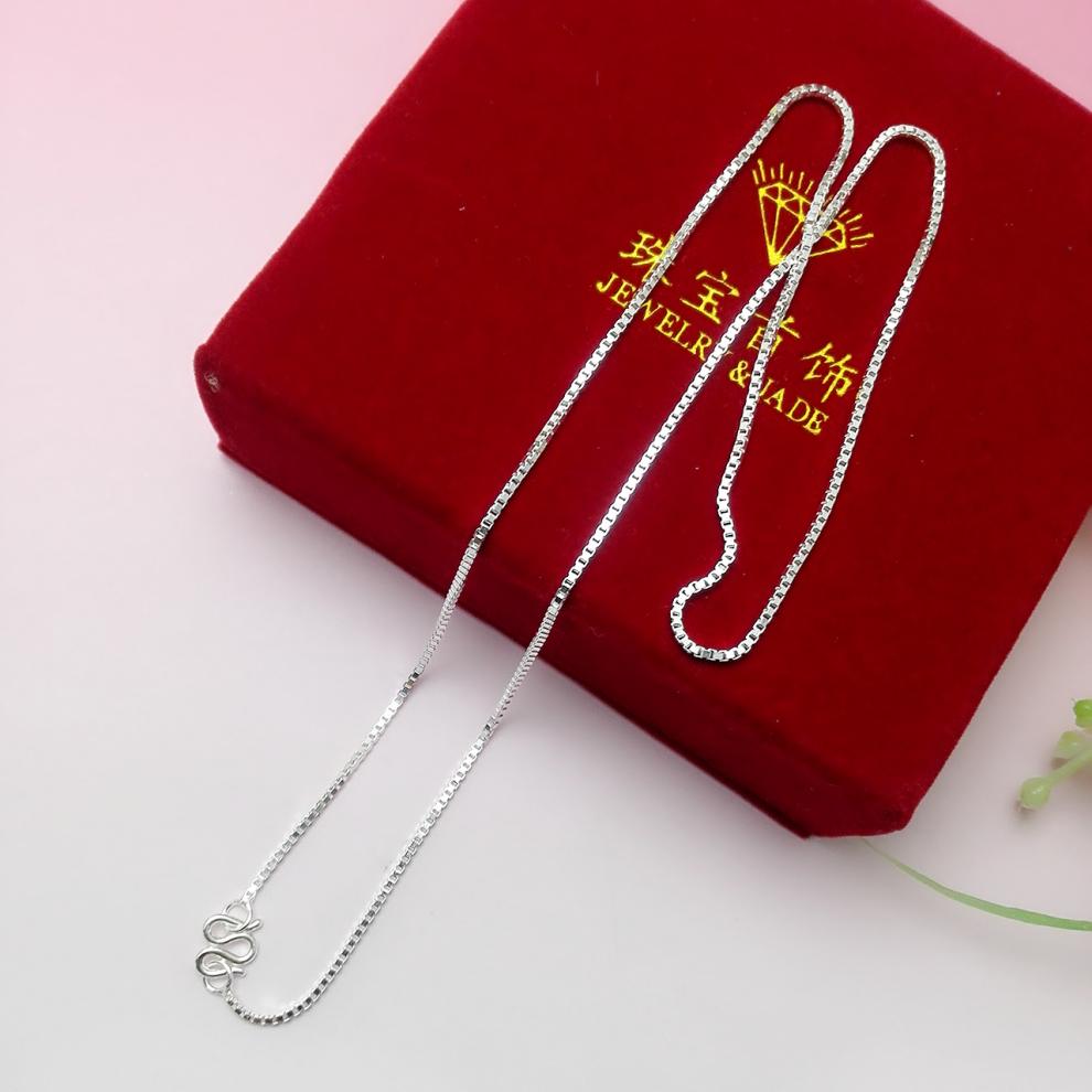 老凤祥款情人节礼物足银简约新银饰盒子链项链纯银相盒项链挂链饰品