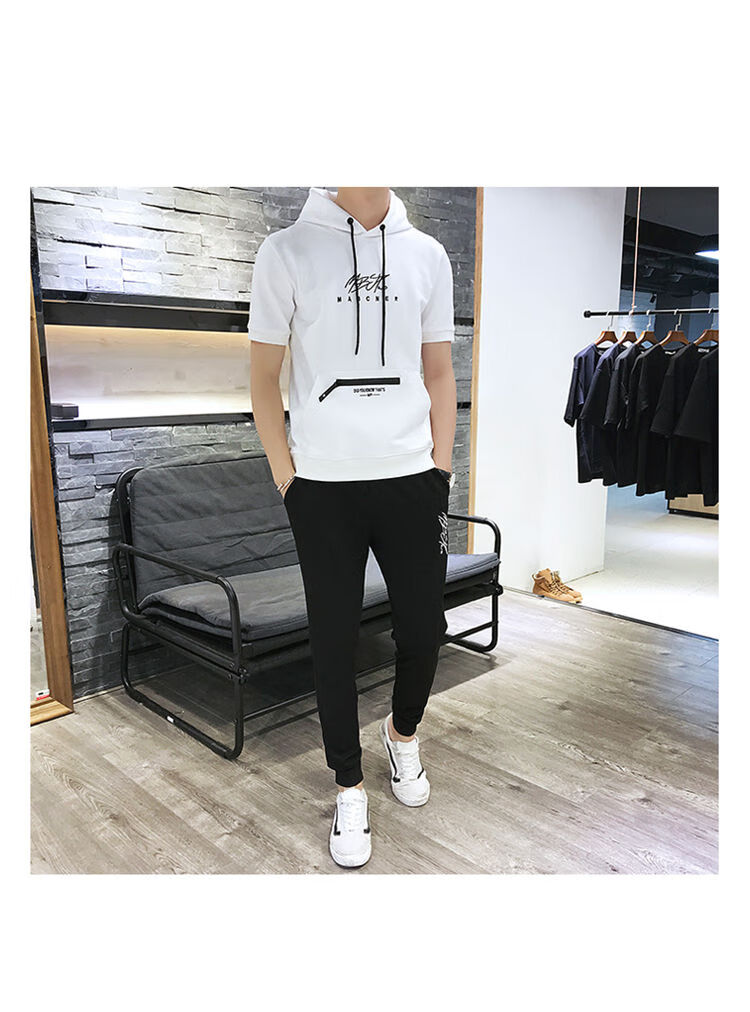 套装男连帽长裤一套衣服 男生夏天春夏日韩版潮流学生夏装男士青少年