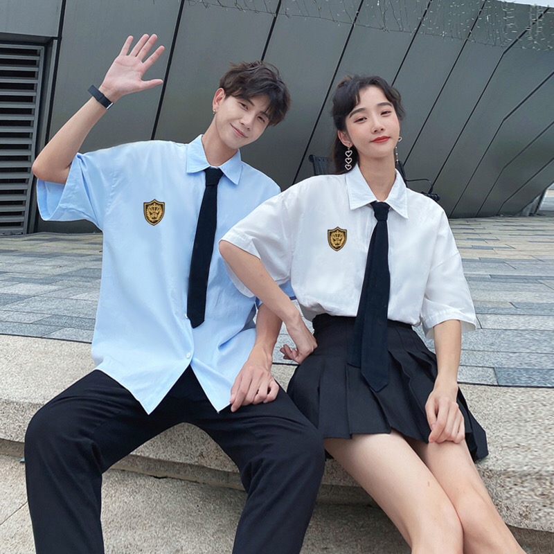 oiuo泰国校服jk制服全套dk蓝色衬衫长裙毕业照班服高中学生学院风套装