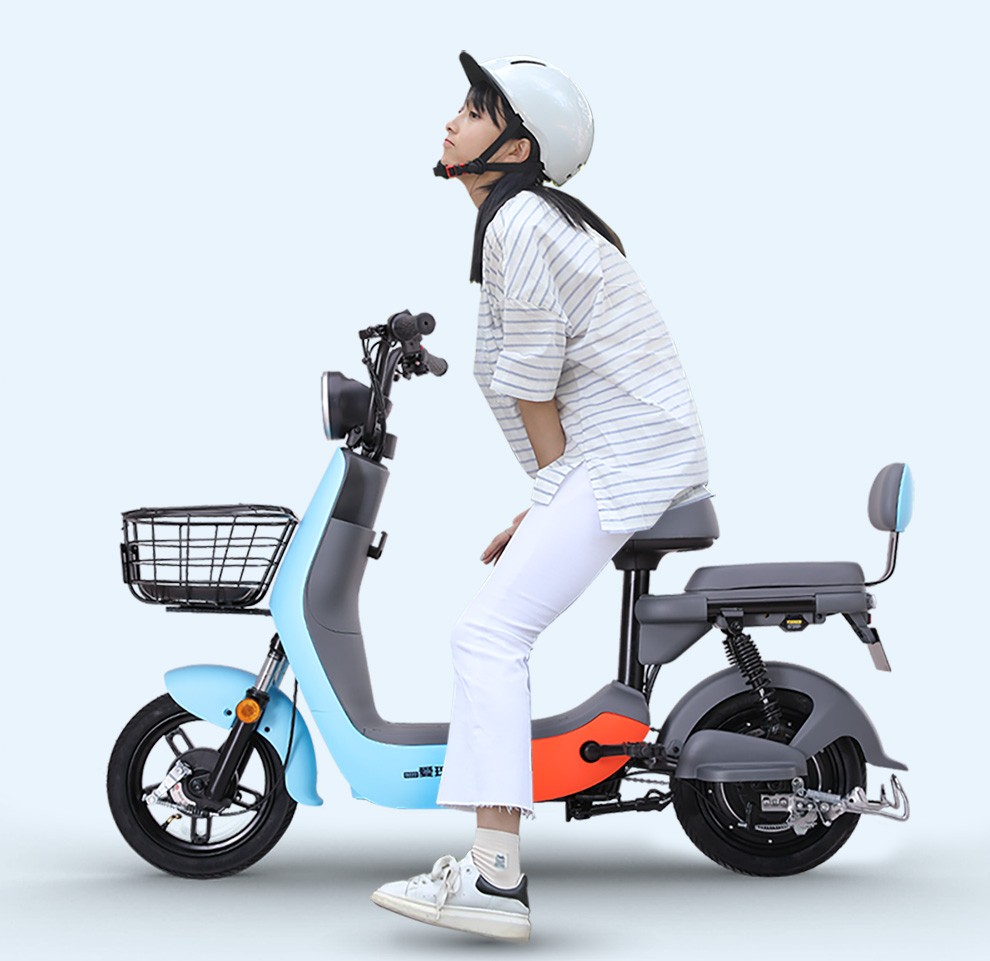 爱玛aima电动车小熊石新国标电动车自行车48v电瓶车源彩白源彩黄绿