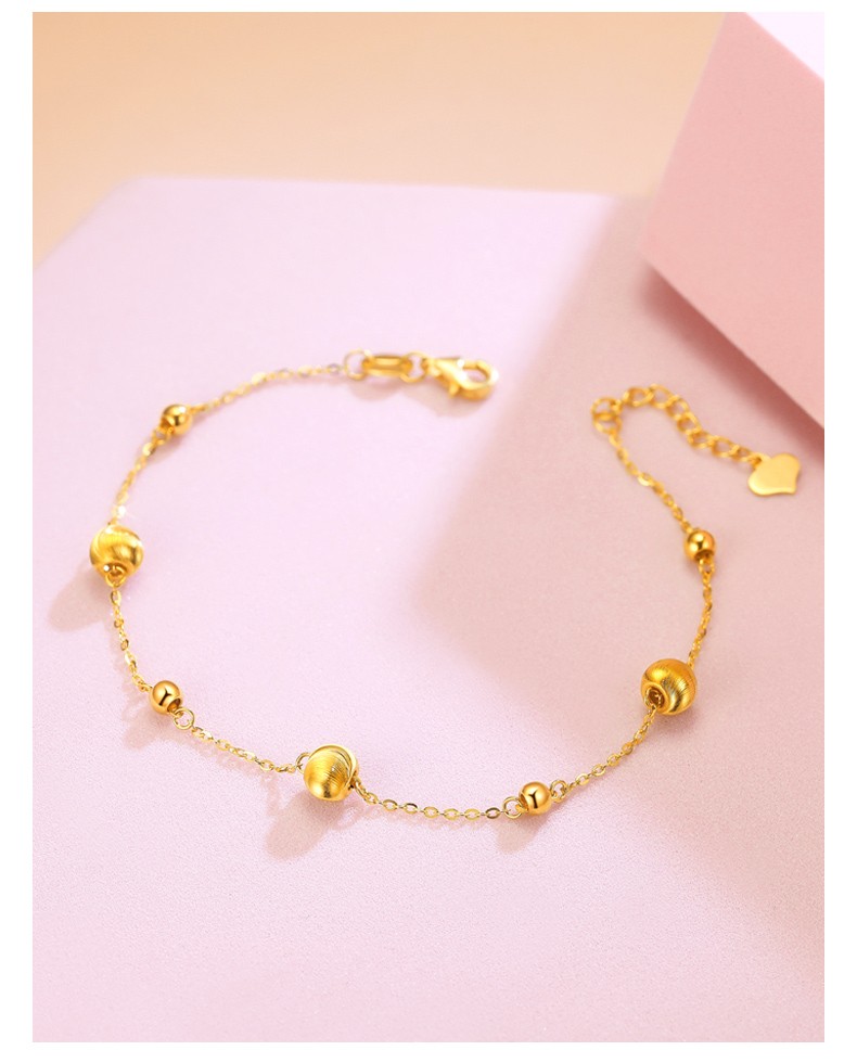 佐卡伊黄金手链女款足金珠珠手链手镯时尚圆珠手饰送妈妈母亲节礼物约