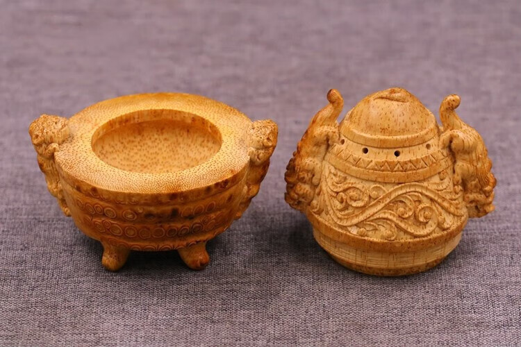 入古 吉木堂竹根雕精品手把件名家杨吉精雕瑞兽貔貅香炉艺术雕刻件