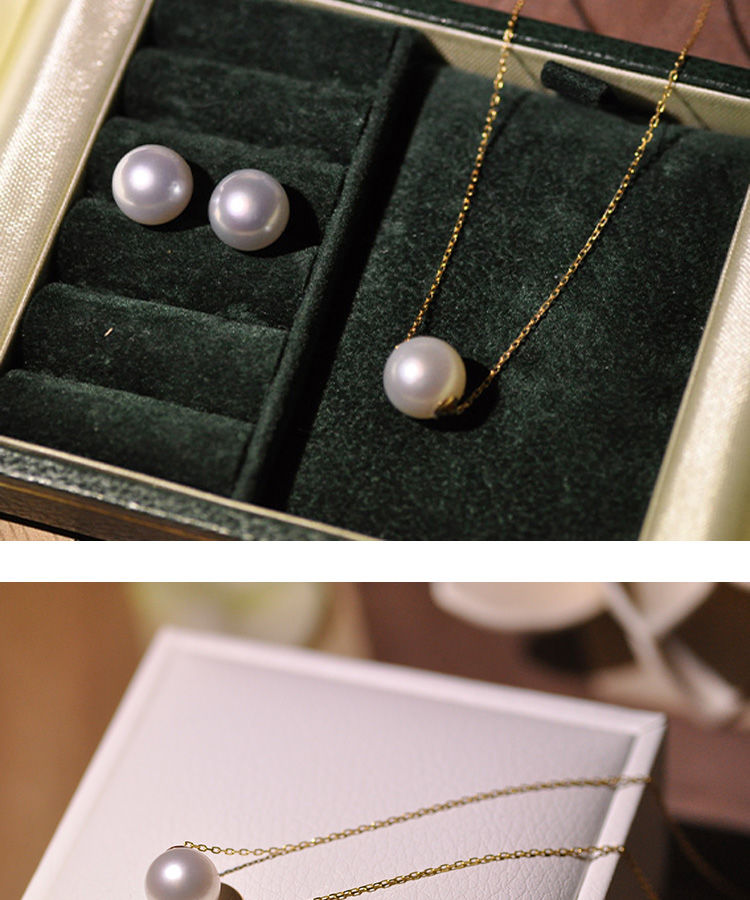 珍珠项链吊坠樱花粉色极光金南洋白樱花粉12mm送链子证书