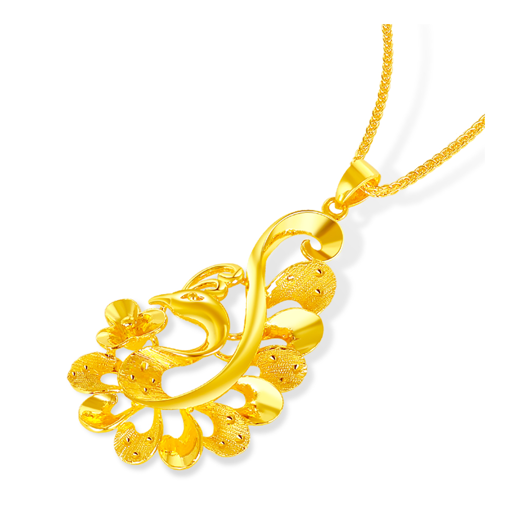 黄金孔雀吊坠女足金9999项链坠新款婚嫁送礼凤凰坠新款985g