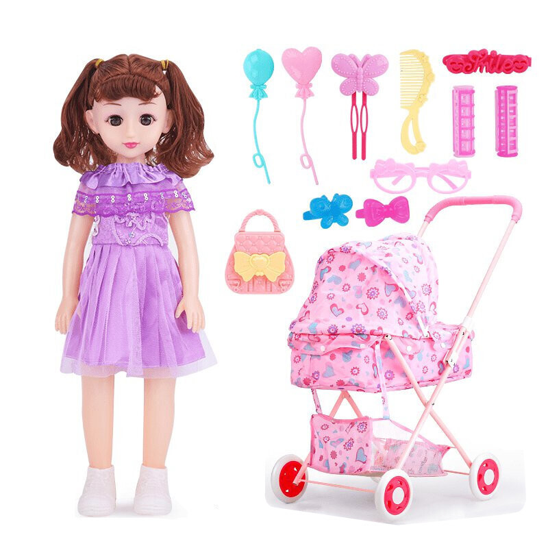 儿童大号手推车过家家婴儿手推玩具女孩宝宝大推车女童带娃娃公主 乳