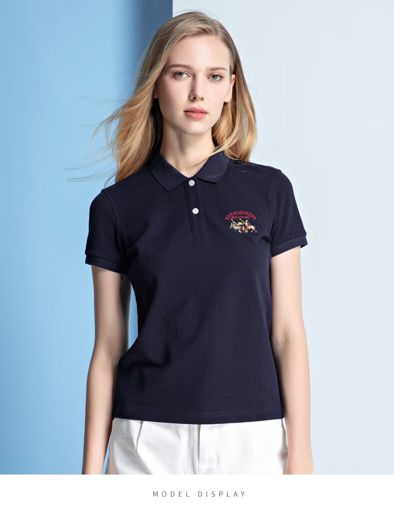 保罗夏季新款女装上衣翻领短袖t恤女式全棉显瘦运动休闲polo衫女 白色