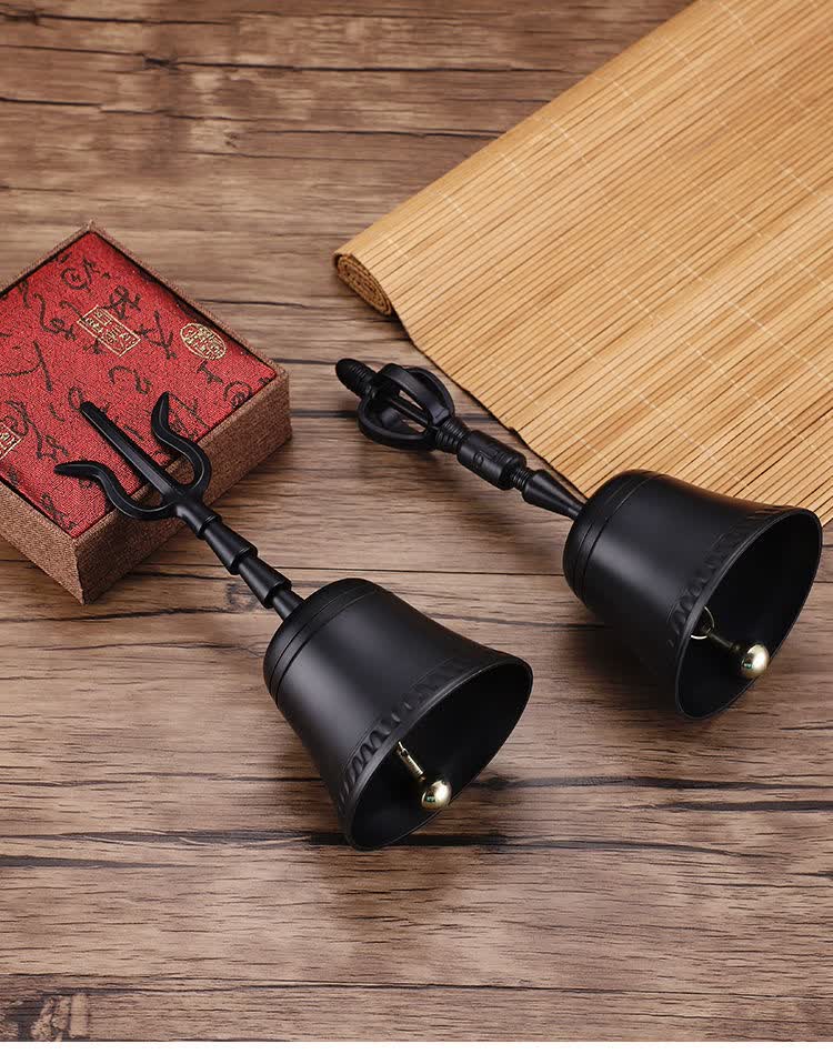 手摇铃纯铜铃铛佛铃道士三清铃道铃三叉铃佛教金刚铃四方头法铃亮金色