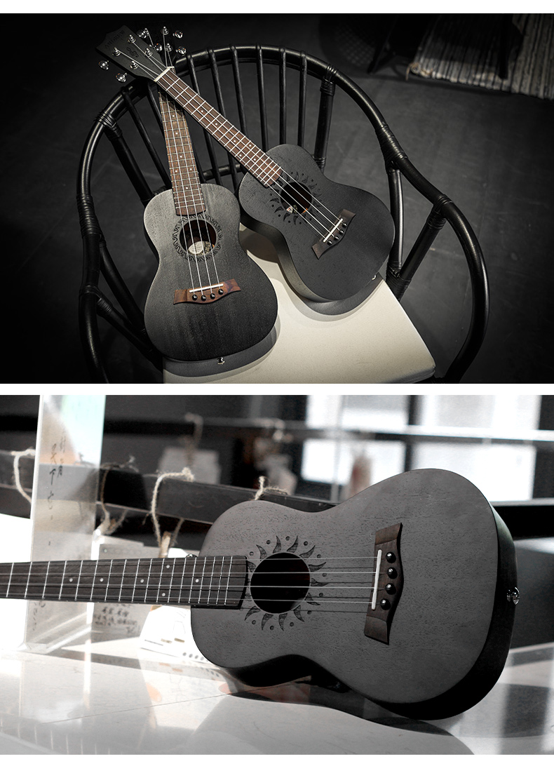 安德鲁andrew尤克里里黑色桃花心木乌克丽丽学生儿童成人小吉他黑色