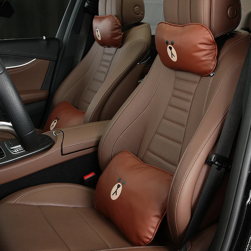 Tuxi Tuxiline Friends Joint Name Brown Bear Car Headrest Lumbar Support Seat Cervical Vertebra Pillow Brown Bear Car Headrest Lumbar Support, Brown Car Seat Head Support