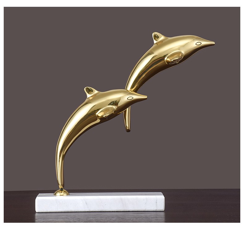 纯铜海豚摆件艺术家居客厅书房办公室装饰摆件工艺品海豚