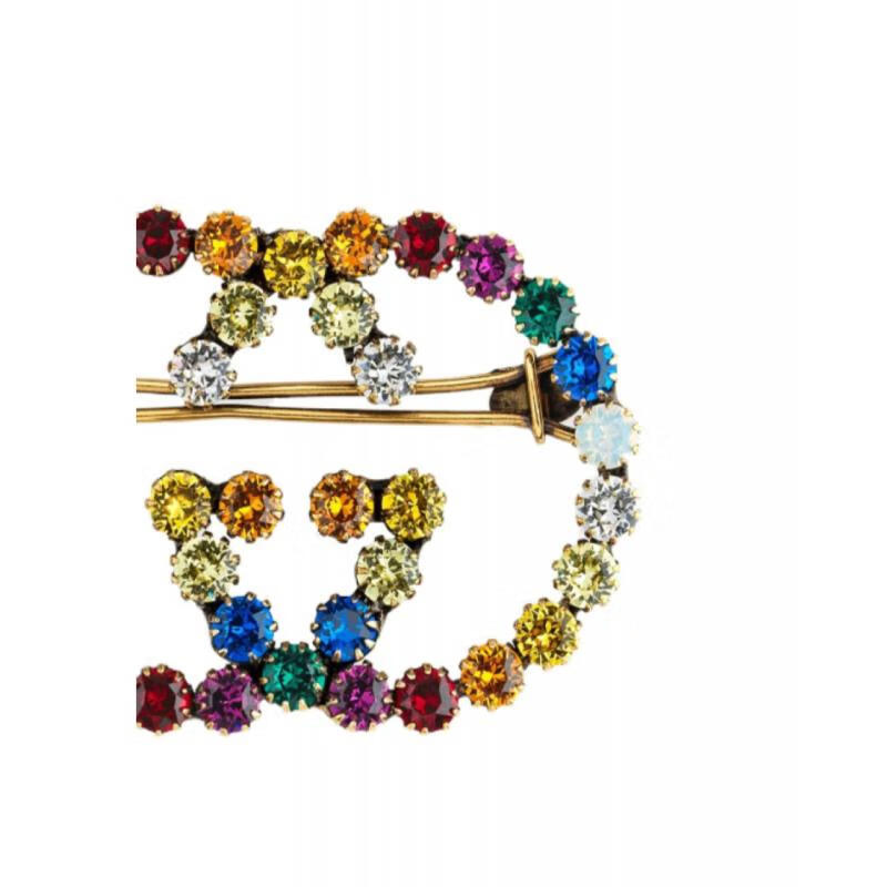 gucci古驰 珠宝首饰女士奢侈品水晶互扣式双g发夹 8489 uni【图片