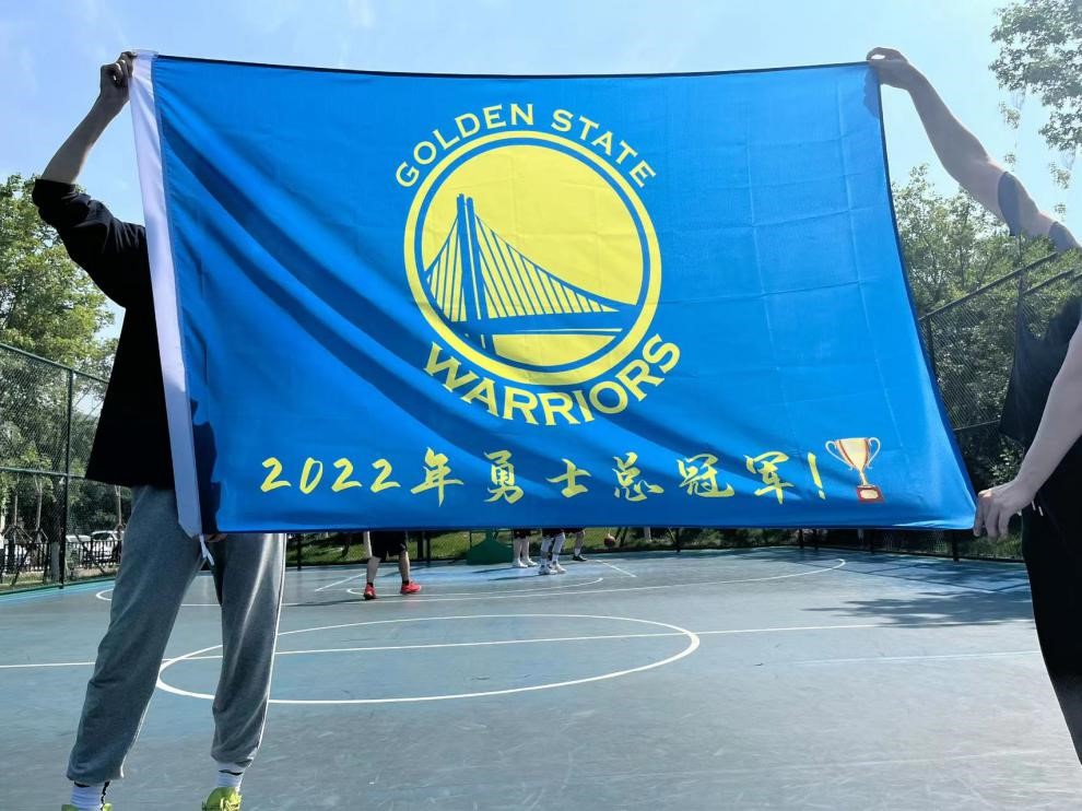 横幅旗帜2022nba总旗帜nba球队金州勇士队加油 勇士旗子 银色桌摆底坐