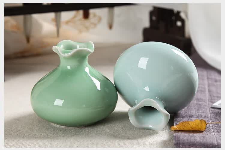 龙泉御茗青瓷创意家居装饰品摆件手工个性小花器台面水培花插花瓶
