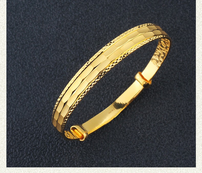 老凤凰同款女款黄金手镯实心牛鼻宽面大气手镯足金999闪亮大人手环金
