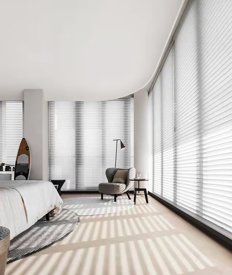 轻奢香格里拉百叶窗帘头柔纱升降卷帘遮阳成都定制办公室卧室客厅半