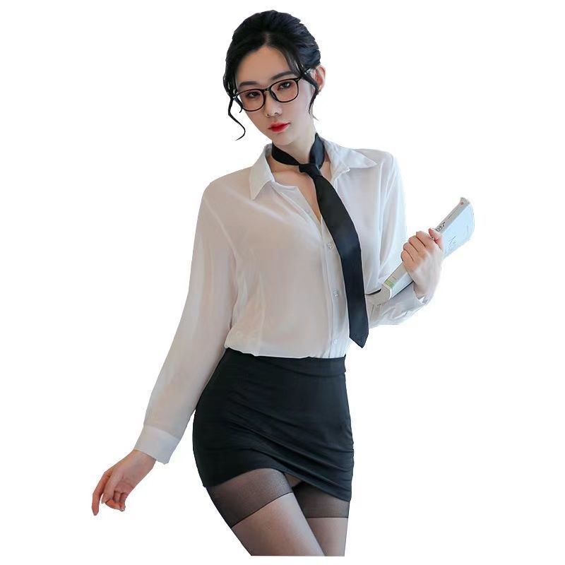 性感内衣包臀秘书ol制服i诱惑教师套装透i视套装三件套女装上衣包臀裙