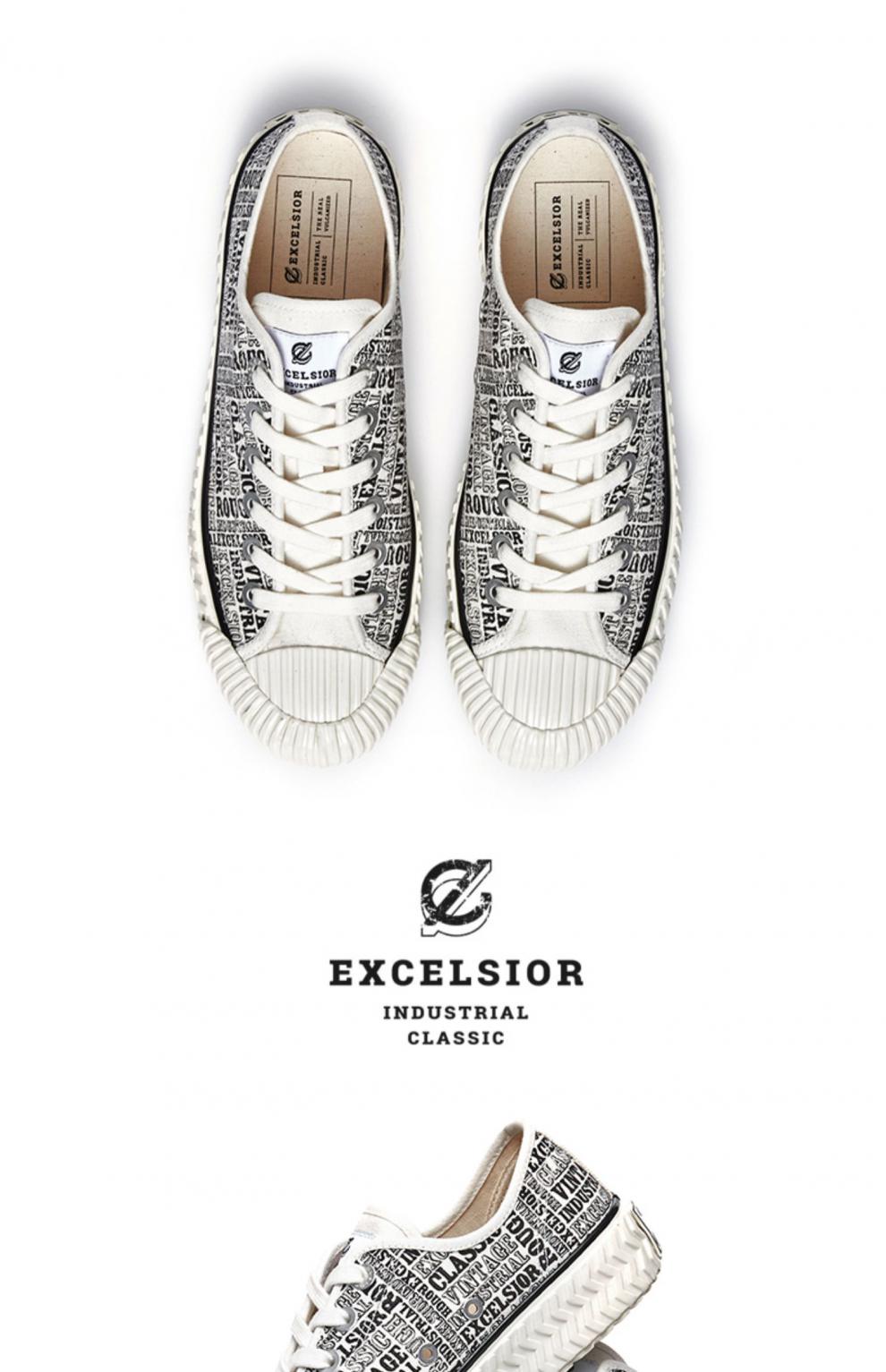 excelsior韩国饼干鞋女低帮街拍运动休闲鞋百搭时尚印花帆布鞋男蒸汽