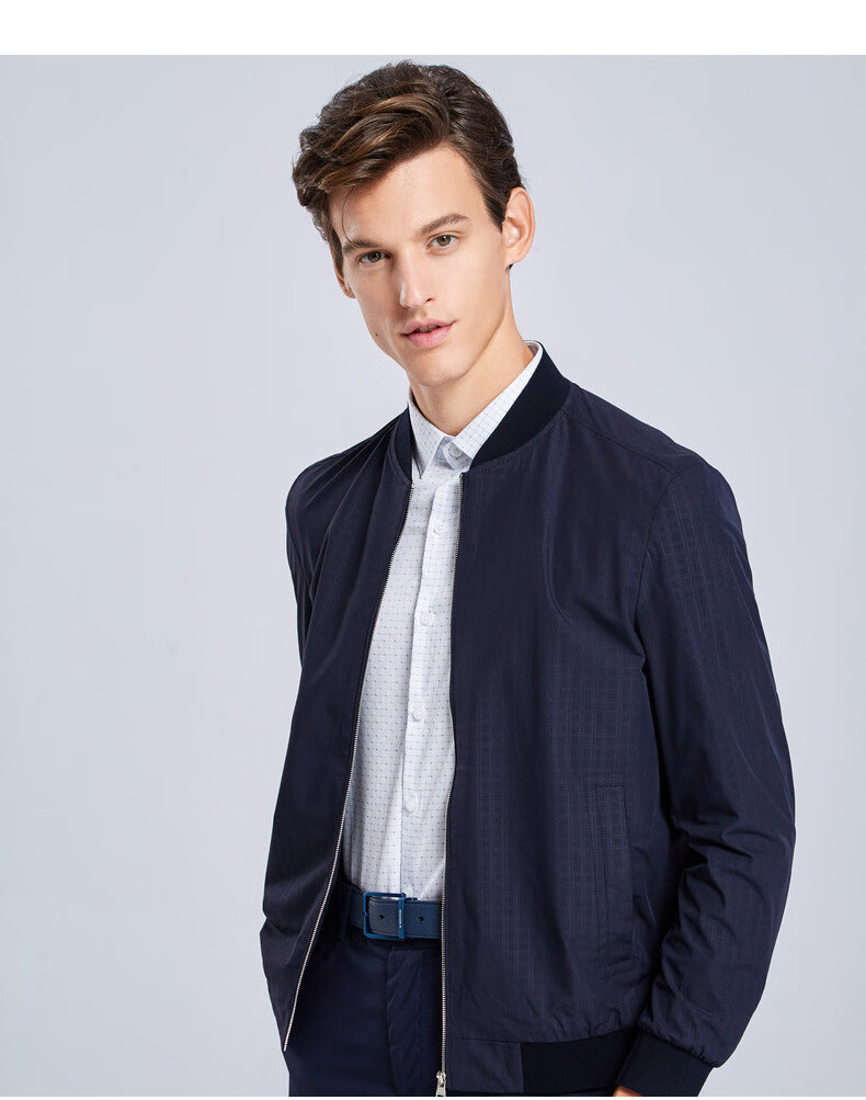 劲霸男士春装商务夹克春秋季宽松外衣男休闲男士中年外套bkda1229灰兰