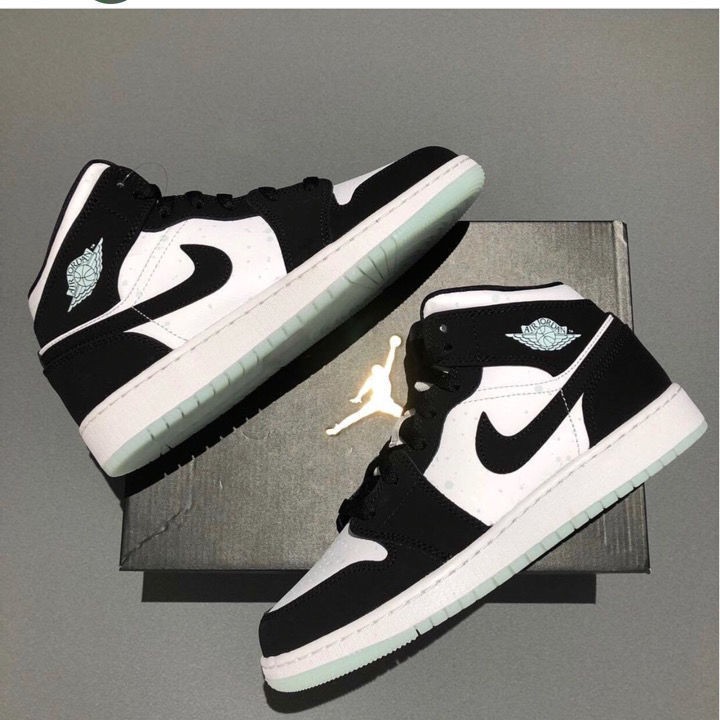 【官方旗舰】莆田aj1夜光熊猫满天星泼墨篮球鞋荧光黑白熊猫男女生