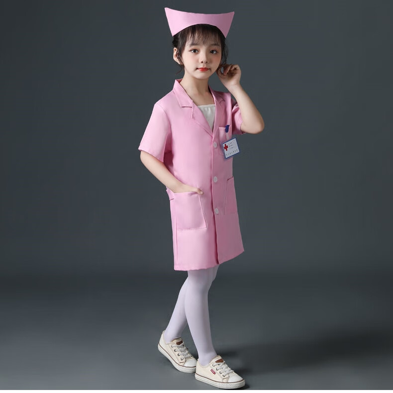 护士服儿童表演服小医生护士服装幼儿园科学家实验员职业角色扮演白