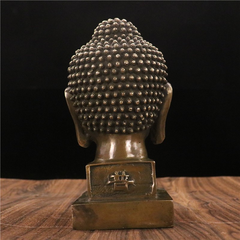 佛光普照印人物桌面摆件 仿古佛释迦摩尼佛头客厅家居装 佛头印重2