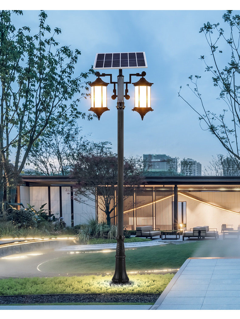 蒂伦克诗dilunkeshi双头新中式庭院灯led路灯高杆灯室外户外防水3米