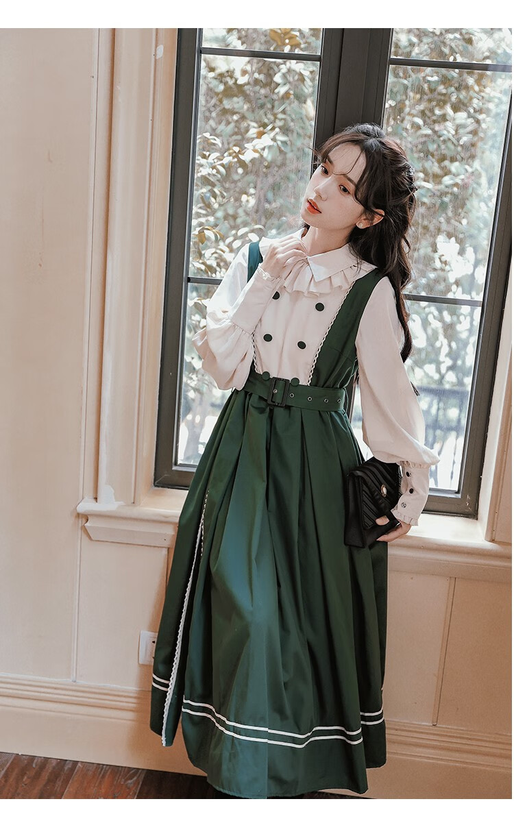 冬天适合女生穿的裙子法式复古轻洋装简约cla系长裙女秋冬季学院风