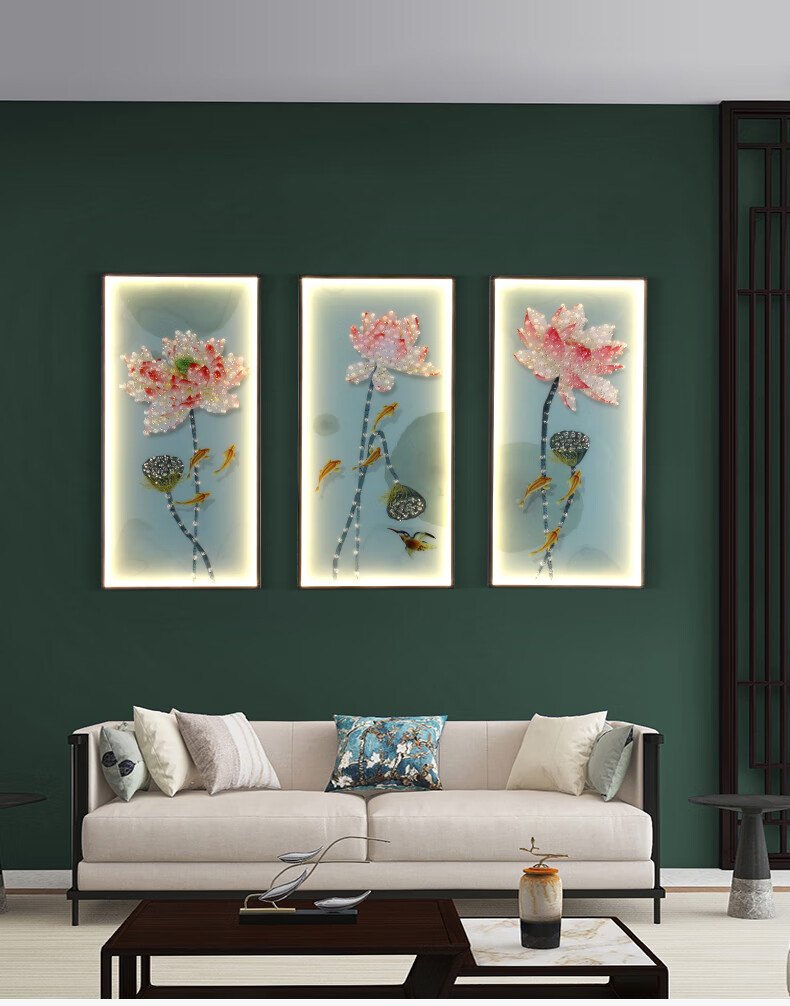 御宜新中式壁灯入户玄关装饰画客厅沙发背景墙壁画灯卧室床头灯灯现代