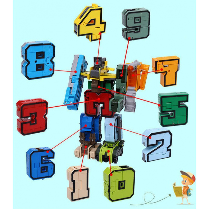 36岁玩具数字战队套装合体汽车机器人坦克儿童男孩玩具数字变形8号