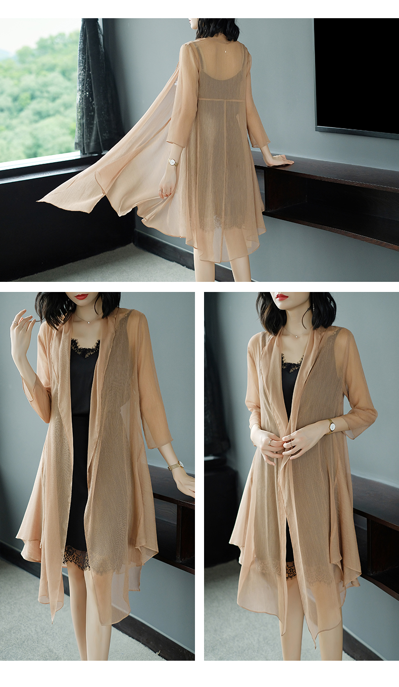 夏天穿的纱衣防晒衣女2019新款透气雪纺开衫外套披肩夏季配裙子中长款