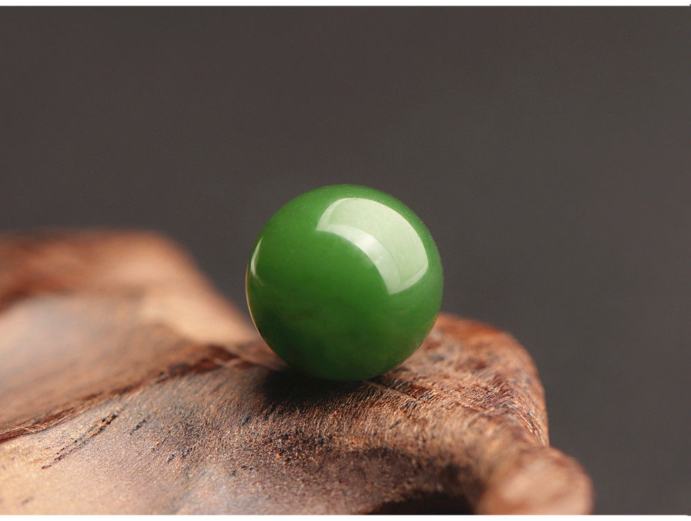 原矿天然俄罗斯珠圆珠菠菜绿田玉单珠星月菩提diy多宝手串饰7a级精品