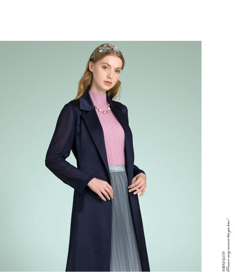 女装 风衣 欧柏兰奴(omnialuo) omnialuo欧柏兰奴2021秋季新款藏青色