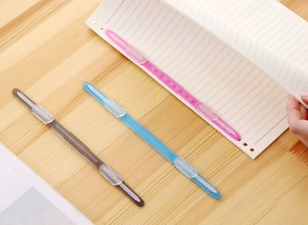 温妤软塑料两孔活页装订夹彩色透明装订夹条简易文件打孔夹条混色10条