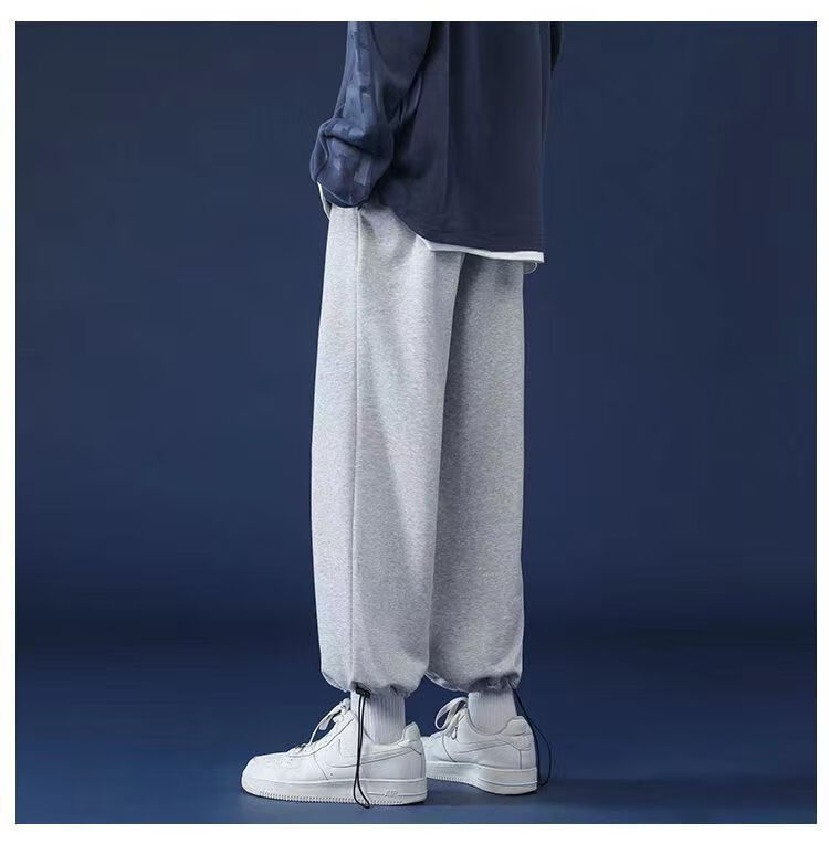 灰色运动裤子男潮牌抽绳束脚裤冬季百搭宽松卫裤 8066灰色【nike】 m