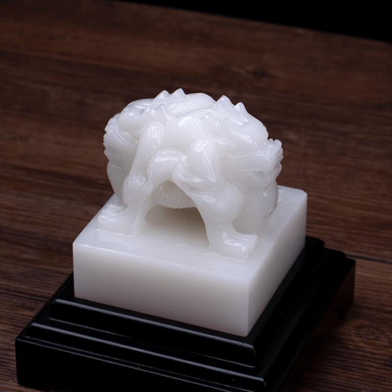 帅创天然玉石传国玉玺双龙钮仿古大号双龙头印章篆刻桌面礼物吉祥摆件