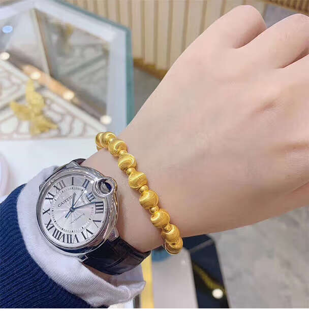 黄金手串珠子999足金金珠手链女精致2022年新款 猫眼石金手链一套dovp