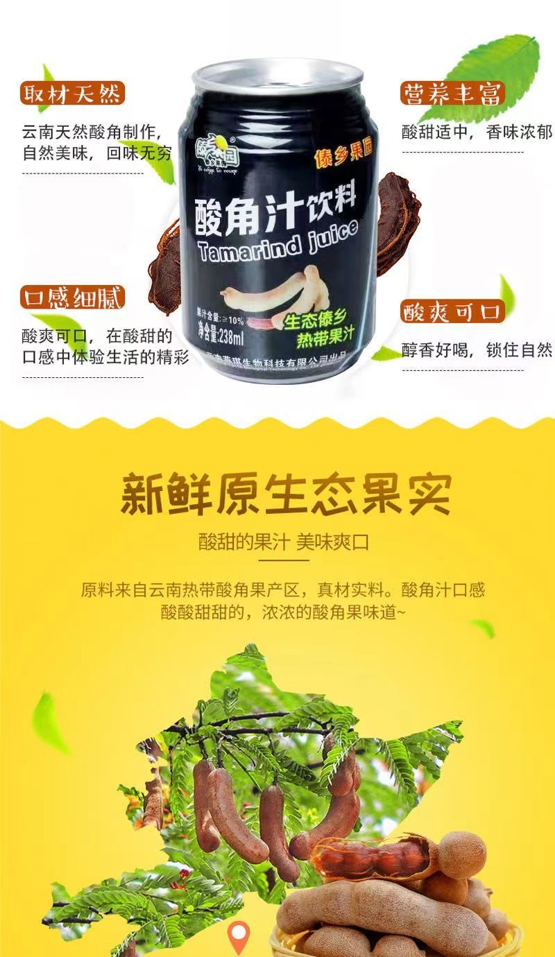 傣乡果园云南酸角汁老牌子饮品整箱泡沫箱 酸角汁12罐【图片 价格