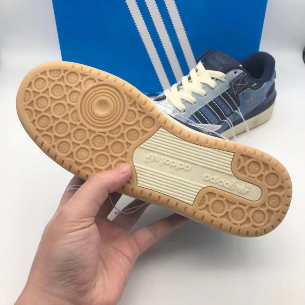 莆田纯原高版本纯原三叶草forum 84 low低帮牛仔蓝男女鞋米白线头潮流