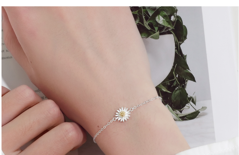 银小雏菊手链女闺蜜森系向日葵简约小众设计韩版学生饰品c7x508小雏菊