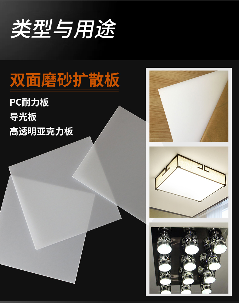 亚克力透光板乳白色双面磨砂扩散板灯罩板灯光片有机玻璃板散光板乳
