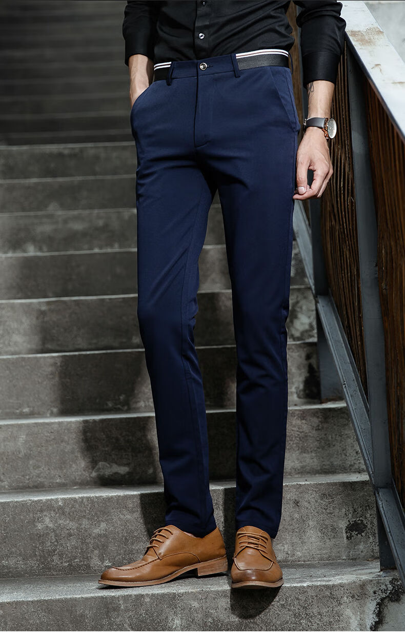 春夏季男士商务休闲免烫西装长裤子韩版弹力修身直筒小脚西裤男潮
