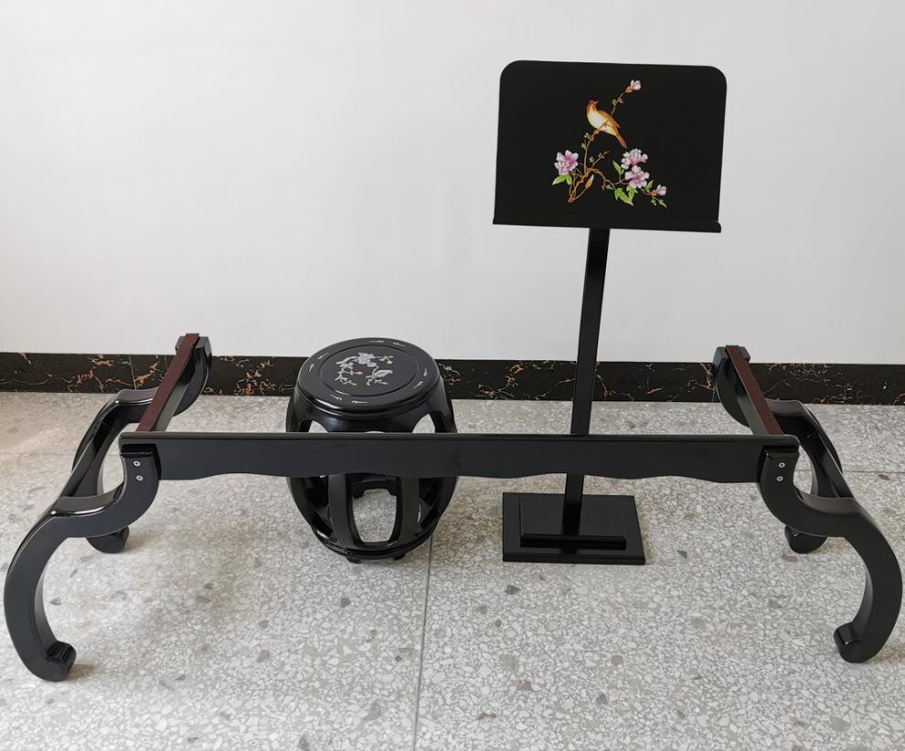 纯实木古筝琴架腿古筝禅式架子通用立式h型仿古中式支架便捷全实木