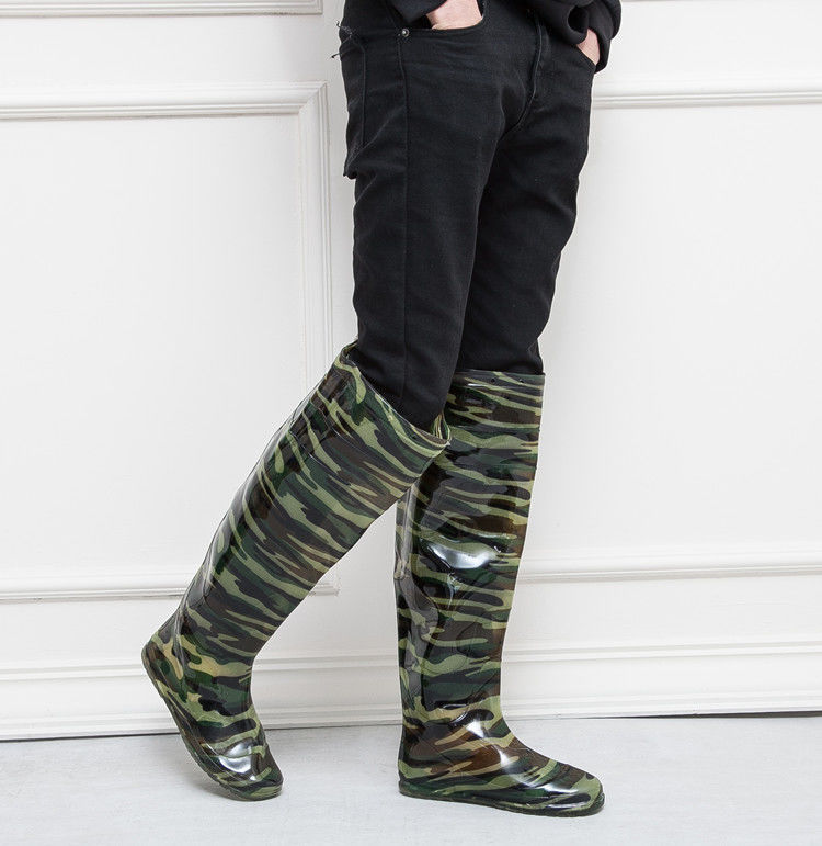 插秧雨鞋高筒雨靴过膝下水裤加长软胶鞋过膝水田农田水靴水鞋男女迷彩